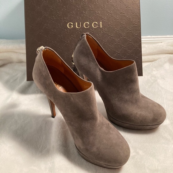 Gucci Shoes - Gucci grey suede heels size 39.